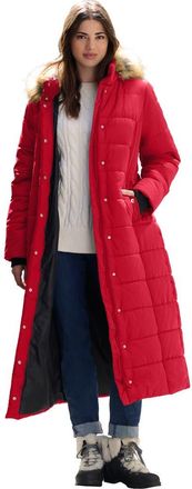 Roaman's Plus Size Maxi Length Puffer Coat in Classic Red at Nordstrom, Size Medium