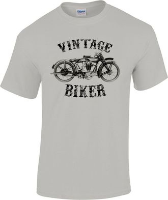 Bang Tidy Clothing Mens Vintage Biker T Shirt Grey-XXL