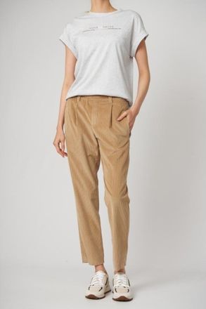 Brunello Cucinelli Tan Corduroy Pleated Trousers, Brand Size 44 (US Size 10)