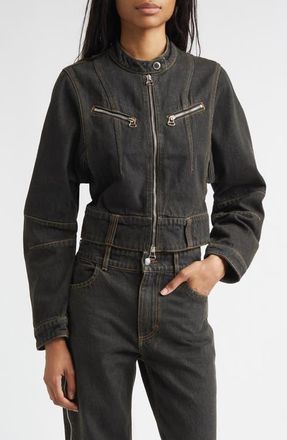 ECKHAUS LATTA Signal Denim Zip Jacket in Seagrass at Nordstrom, Size Medium