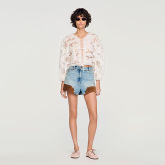 Sandro Floral openwork crop top