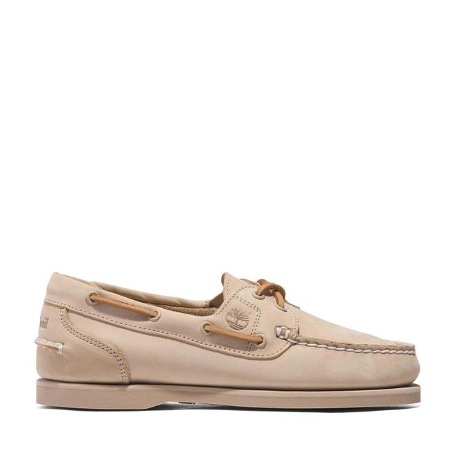 Womens Classic Boat Shoes in Beige Leather - Size UK 5.5
