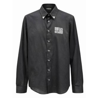 Roberto Cavalli Flag Print Cotton Button-Down Shirt, Brand Size 48 ( US Size 38 )