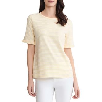 Jones New York Ruffle Elbow Sleeve T-Shirt in Cornsilk/natural White at Nordstrom, Size Small P