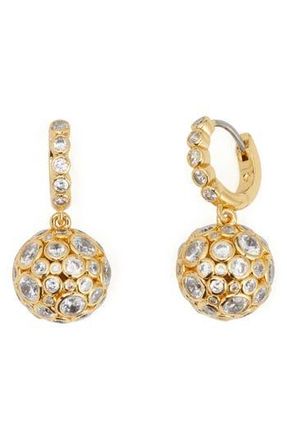 Kate Spade New York cubic zirconia sphere huggie hoop earrings in Clear/Gold. at Nordstrom Rack