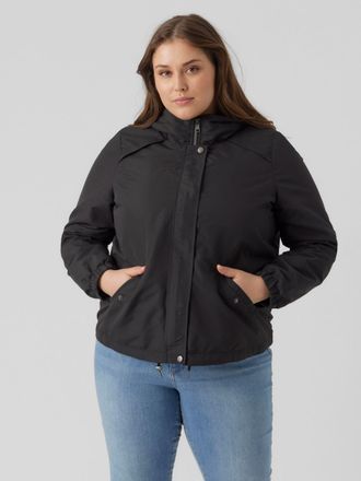 Vero Moda Curve Parka VERO MODA CURVE VMCZOA SHORT PARKA NOOS CUR, Damen, Gr. 44, schwarz, Web, Obermaterial: 100% Polyester, unifarben, h&uuml;ftlang, elastischer Bund, J