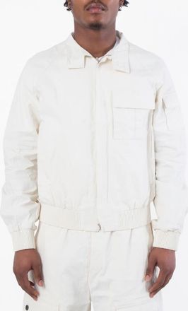 Ferragamo Standing Collar Zipped Linen Jacket, Brand Size 52 (US Size 42)