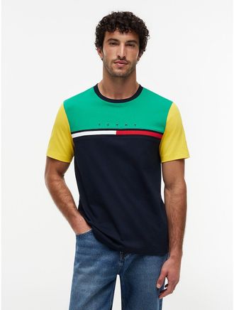 Tommy Hilfiger Mens Colorblock Flag Stripe Logo T-Shirt - Navy - XXXL