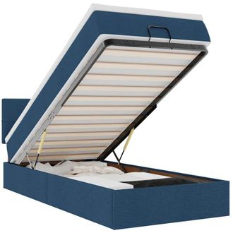 vidaXL Estructura De Cama Otomana Con Colch&oacute;n Tela Azul 80x200cm Vidaxl