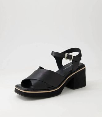 Django & Juliette Womens Jemi Sandals In Black Leather