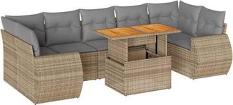 vidaXL Set De Sof&aacute;s De Jard&iacute;n Y Cojines 8 Piezas Rat&aacute;n Sint&eacute;tico Beige Vidaxl