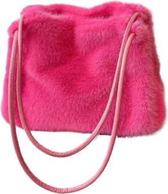 Generic Womens Plush Bags Plush Bag Womens Versatile Crossbody Edition Single Casual Shoulder Tote(Deep Pink)
