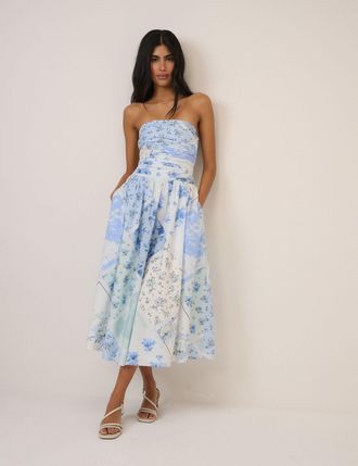 Nobody's Child Blue Floral Bandeau Alice Midi Dress