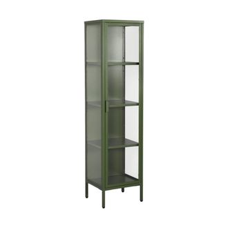 Sweeek Aparador de acero y vidrio templado con 1 puerta, 160cm, verde
