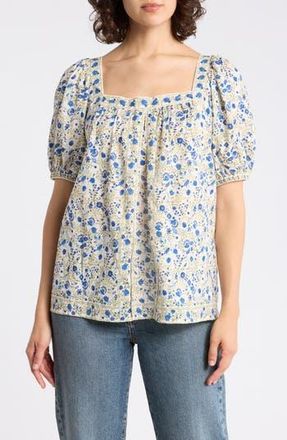 Max Studio Puff Sleeve Top in Ecru Petals at Nordstrom Rack, Size X-Small