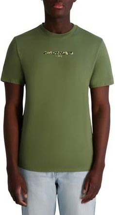 Karl Lagerfeld Camo Logo Graphic T-Shirt in Olive at Nordstrom Rack, Size Xx-Large
