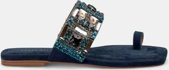 Alma En Pena Square Toe Beaded Sandal in Blue at Nordstrom, Size 40