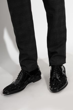 Dolce & Gabbana Leather Shoes With Embellishments, Mens, Black