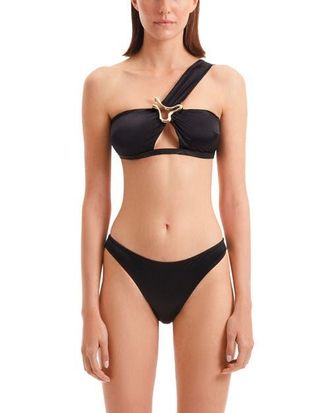 Moeva Sereia One Shoulder Satin Bikini Top in Black at Nordstrom, Size X-Large