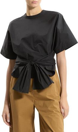 Theory Front Tie Boxy Top in Black at Nordstrom, Size X-Small