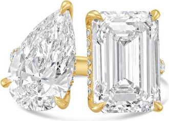 Diana M. Jewels 18KT YELLOW GOLD 2 STONE LAB GROWN DIAMOND FASHION RING WEIGHING 10.00 CTS TW