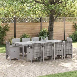 vidaXL Conjunto De Comedor De Jard&iacute;n 11 Pcs Gris Claro Ratan Polt Vidaxl