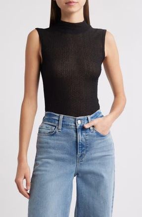 Frame Denim Mesh Mock Neck Tank in Black at Nordstrom Rack, Size Large