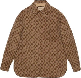 Gucci GG Wool Flannel Padded Overshirt Camel Ebony 762183-ZAPDW-2378