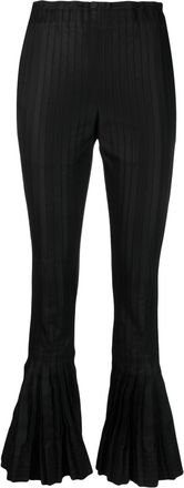 sacai pleated flared trousers - women - Polyester/Cotton - 3 - Black