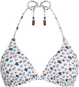 Vilebrequin Women Triangle Bikini Top Micro Ronde des Tortues in White at Nordstrom, Size X-Small