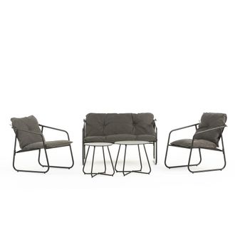 Siediti Fuori e Dentro Set lounge con sof&aacute;, 2 sillones y 2 mesas gris