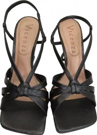 Vicenza Womens Square-Toe Heel Strap Sandals In Black