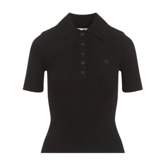 Courr&egrave;ges Dames, Tops, Zwart, Maat: XS