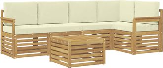 vidaXL Conjunto De Sof&aacute;s De Exterior 6 Uds. Blanco Y Crema Poli&eacute;ster Vidaxl