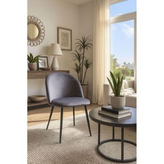 Regalos Miguel Sillas Comedor - Silla Black Vint Terciopelo - Gris Oscuro