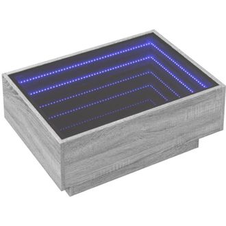 vidaXL Vidaxl - Mesa De Centro Y Led Madera Ingenier&iacute;a Gris Sonoma 70x50x30 Cm