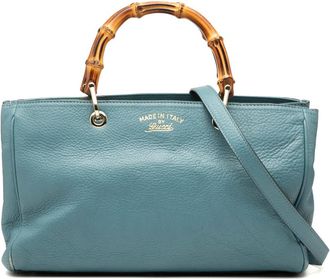 Gucci Pre-owned Gucci Medium Calfskin Bamboo Shopper Satchel 323660 520981