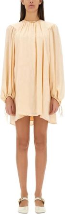 Chlo&eacute; Gathered Silk Dress - Dames - Korte kleedjes - Roze - XS - Kleedjes