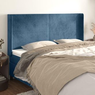 vidaXL Cabecero Con Orejas De Terciopelo Azul Oscuro 163x16x118/128 Cm Vidaxl