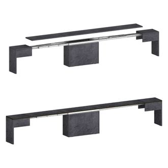 Dmora Dmora - Banco Torquato, Juego De 2 Asientos Para Mesa De Comedor, Bancos Extensibles, 290x25h45 Cm, Pizarra