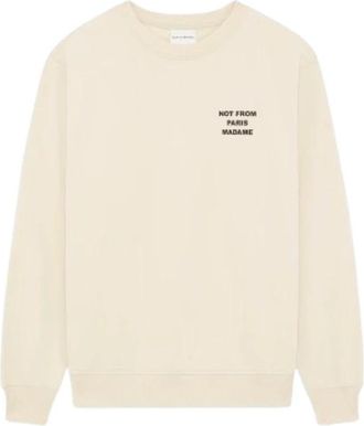 Dr&ocirc;le de Monsieur Le Sweatshirt Slogan - Dames - Ronde hals truien - Beige - S - Katoen - Truien & Vesten