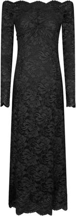 Paco Rabanne Scalloped Bateau Lace Dress - Dames - Maxi kleedjes - Zwart - S - Kleedjes