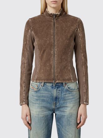 Diesel Giacca biker T-Hunder slim fit corta in ecopelle con collo alto