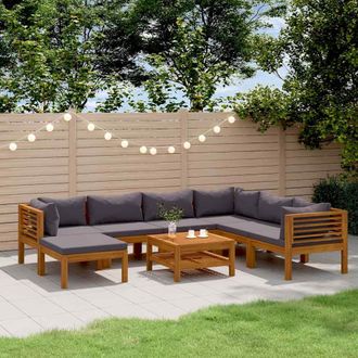 vidaXL Muebles De Jard&iacute;n 8 Pzas Cojines Madera Maciza De Acacia Vidaxl