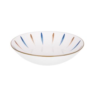 KASANOVA Piatto fondo in Porcellana pennellato blu marrone 20,2 cm Petali