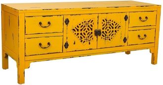 Wanderlust Deco Aparador De Madera Amarillo 120x40x50 Cm