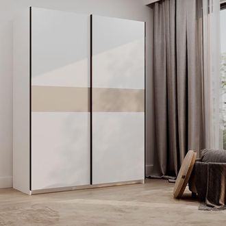 Dmora Armario 2 Puertas Manita, Ropero Dormitorio 2 Estantes, Perchero, 2 Puertas, 150x204h Cm Blanco