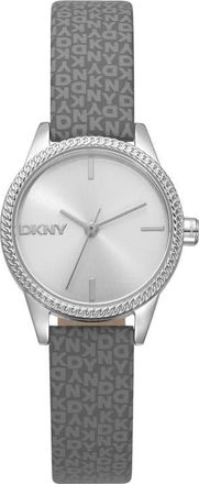 DKNY L 113 Leather Strap Watch in Silver at Nordstrom