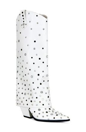 Azalea Wang Madlock Embellished Western Boot in White at Nordstrom Rack, Size 6