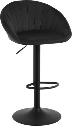 Woltu Woltu - Juego De 1 Taburete De Bar De Terciopelo, Sillas De Bar Giratorias Ajustables, Color Negro